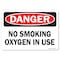 Signmission OSHA Danger Sign, No Smoking Oxygen In Use, 24in X 18in Rigid Plastic, 18" W, 24" L, Landscape OS-DS-P-1824-L-19448 - alternate 1